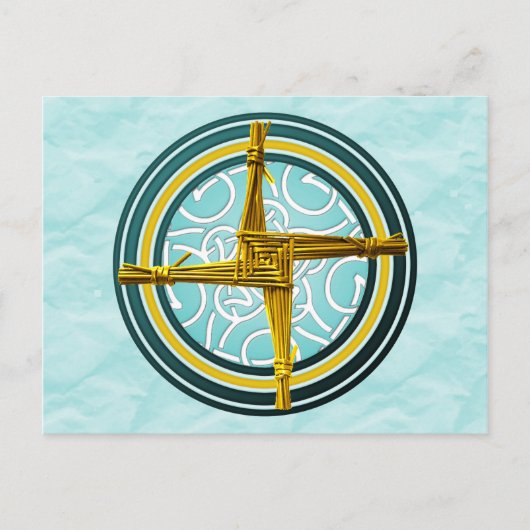 Gele brigadekruis op blauw briefkaart (Voorkant)