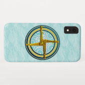 Gele brigadekruis op blauw Case-Mate iPhone case (Achterkant (horizontaal))