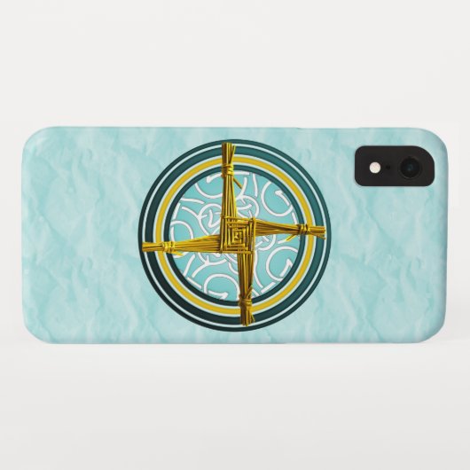 Gele brigadekruis op blauw Case-Mate iPhone case (Achterkant (horizontaal))