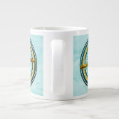 Gele brigadekruis op blauw grote koffiekop (Achterkant)