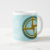 Gele brigadekruis op blauw grote koffiekop (Voorkant rechts)