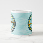 Gele brigadekruis op blauw grote koffiekop (Voorkant)