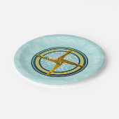 Gele brigadekruis op blauw papieren bordje (Gekanteld)