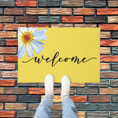 Gele Bright Daisy Trendy Welkom Deur Mat