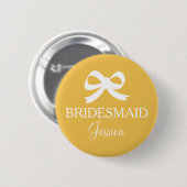 Gele bruidmaidenbadge voor trouwfeest ronde button 5,7 cm (Voorkant /achterkant)