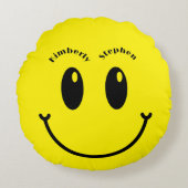 gele bruiloft cadeau uniek Funny Happy Rond Kussen (Voorkant)