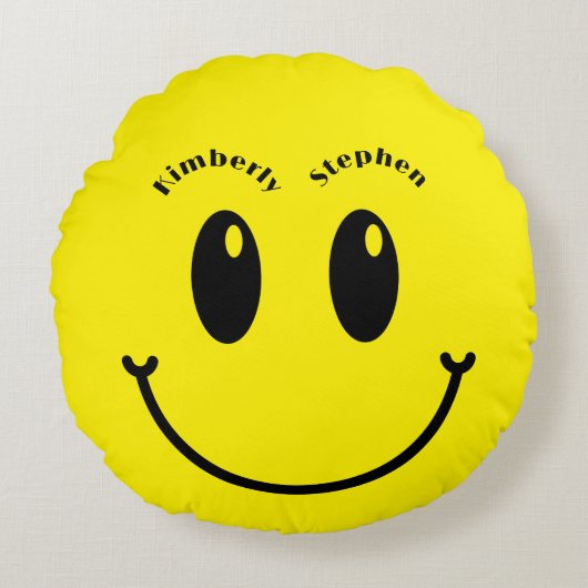 gele bruiloft cadeau uniek Funny Happy Rond Kussen (Voorkant)