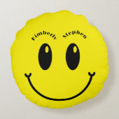 gele bruiloft cadeau uniek Funny Happy Rond Kussen (Achterkant)