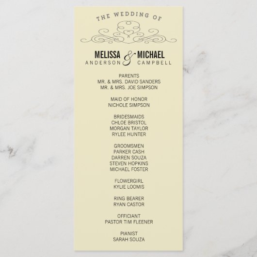 GELE BRUILOFT | ELEGANTIE PROGRAMMAKAART (Achterkant)