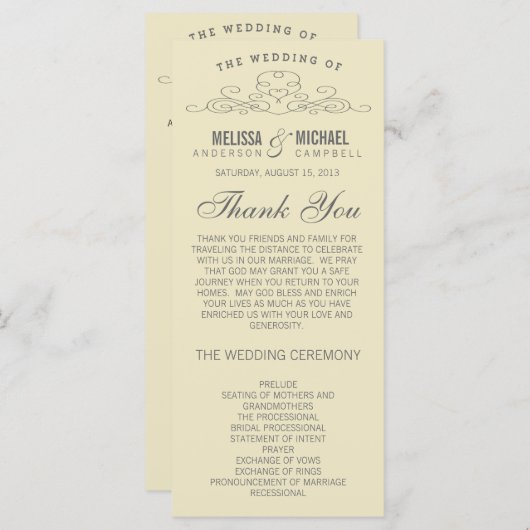 GELE BRUILOFT | ELEGANTIE PROGRAMMAKAART (Voorkant / Achterkant)