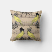 Gele bruiloft Franse vogels Pillow op muziekblad Kussen (Voorkant)
