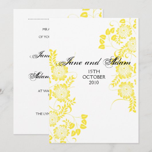 gele bruiloft kaart (Voorkant / Achterkant)