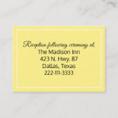 Gele bruiloft-omheiningskaarten informatiekaartje (Voorkant)