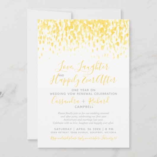 Gele bruiloft verlenging 1 jaar op een gelukkige d kaart (Voorkant)