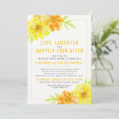 Gele bruiloft verlenging 1 jaar op een gelukkige d kaart (Staand voorkant)