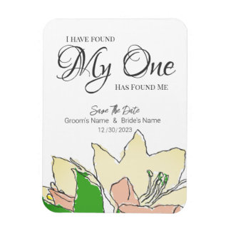 Gele bruiloftsFloral bespaart de datum Magneet