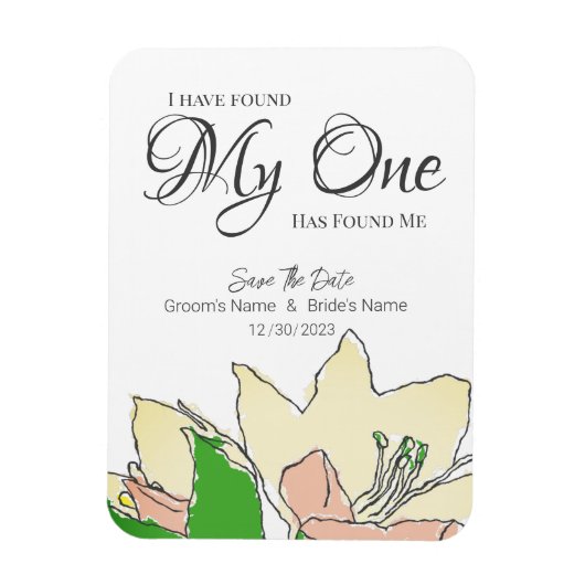 Gele bruiloftsFloral bespaart de datum Magneet (Verticaal)