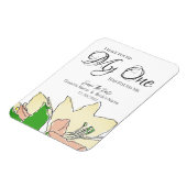 Gele bruiloftsFloral bespaart de datum Magneet (Linkerzijde)