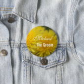  gele bruinbloem-andelion bruiloft ronde button 7,6 cm (In situ)