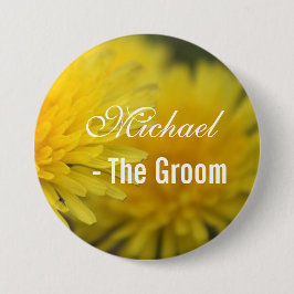  gele bruinbloem-andelion bruiloft ronde button 7,6 cm