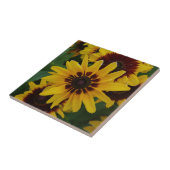 Gele bruine bloemen tegel tegeltje (Zijkant)