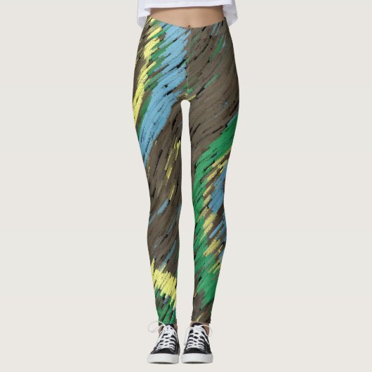 gele bruine cirkels abstracte moderne kunst leggings (Voorkant)