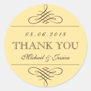 Gele bruine Ornament-zwemmers Ronde Sticker