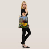 Gele bruine paniek tote bag (Op model)
