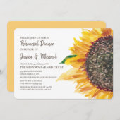 Gele bruine zonnebloem Boho White Rehearsal Kaart (Voorkant / Achterkant)