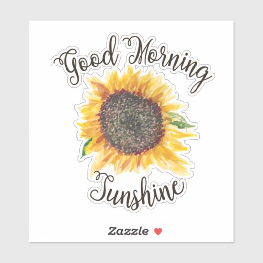 Gele bruine zonnebloem Goede ochtend Sunshine Sticker (Vel)