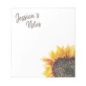 Gele bruine zonnebloem op wit notitieblok (Voorkant)