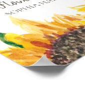 Gele bruine zonnebloem White Boho Wedding Party Poster (Hoek)