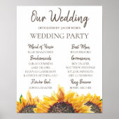 Gele bruine zonnebloem White Boho Wedding Party Poster (Voorkant)