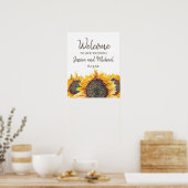 Gele Bruine Zonnebloem Witte Boho Trouw Welkom Poster (Keuken)