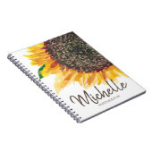 Gele bruine zonnebloem Witte Jouw naam Notitieboek (Rechterzijde)