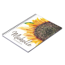 Gele Bruine Zonnebloem Witte Jouw Naam Notitieboek