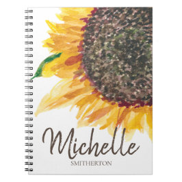 Gele bruine zonnebloem Witte Jouw naam Notitieboek
