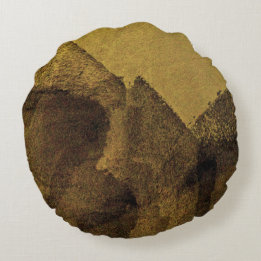 Gele bruine zwarte abstracte penseelstreken rond kussen