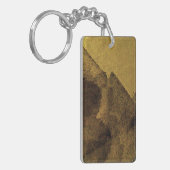 Gele bruine zwarte abstracte penseelstreken sleutelhanger (Voorkant Links)