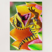 Gele brullende dinosaurus legpuzzel (Verticaal)