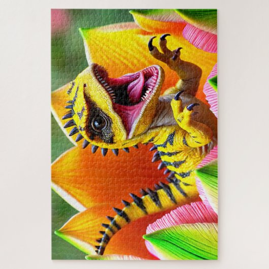 Gele brullende dinosaurus legpuzzel (Verticaal)