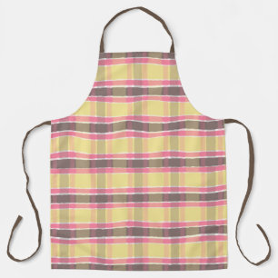 Gele Bubblegum Roze Coffee Bruin Geruit Schort