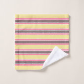 Gele Bubblegum Roze Coffee Bruine Strepen Popcorn Bad Handdoek (Wasdoekje)
