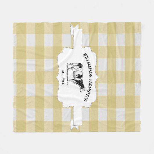 Gele Buffalo Boerderij Koe Fleece Deken (Voorkant (Horizontaal))