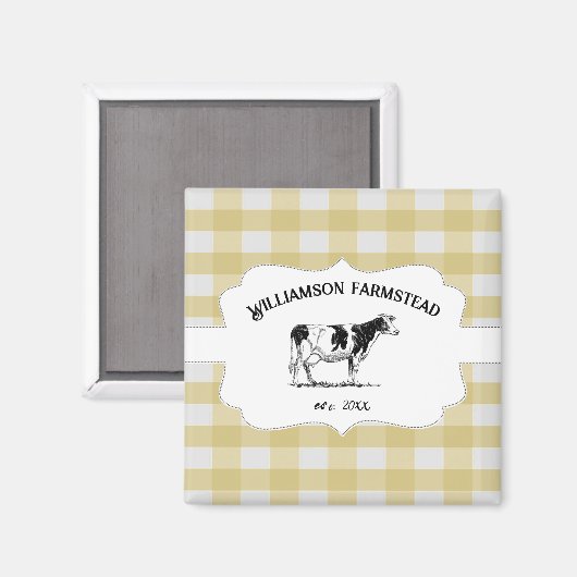 Gele Buffalo Boerderij Koe Magnet (Voorkant / Achterkant)