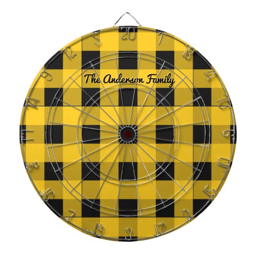 Gele Buffalo Plaid Rustieke Check Patroon Custom Dartbord (Voorkant)
