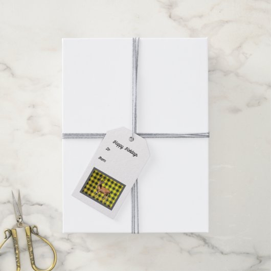 Gele Buffalo Pset Wilde Deer Gift Labels Cadeaulabel (Met Touw)