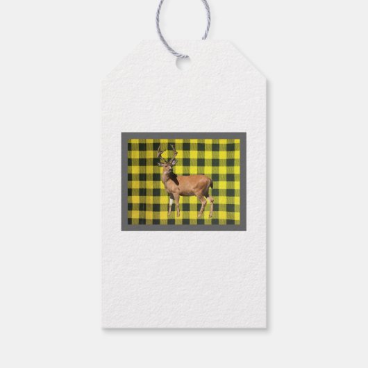Gele Buffalo Pset Wilde Deer Gift Labels Cadeaulabel (Achterkant)