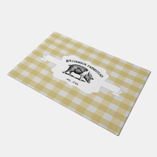 Gele Buffel Plaid Boerderij Deurmat (Schuin)