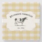 Gele buffelplaat Boerderij Koe Onderzetter (Voorkant)
